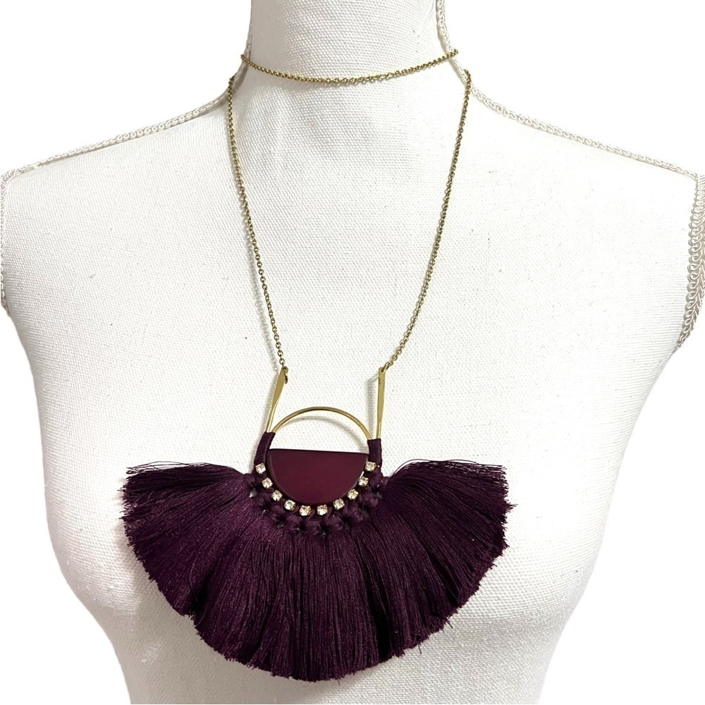 Shiraleah Women’s Nwt Purple & Gold Fringe Necklace